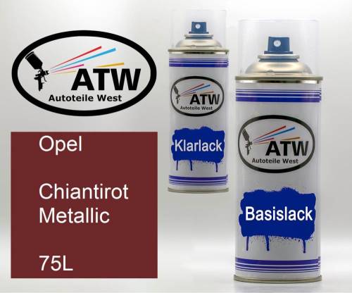 Opel, Chiantirot Metallic, 75L: 400ml Sprühdose + 400ml Klarlack - Set, von ATW Autoteile West.